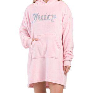 Juicy Couture Comfy Lounger Sherpa Hoodie Lola Pink Sequin Logo Women's Sizes